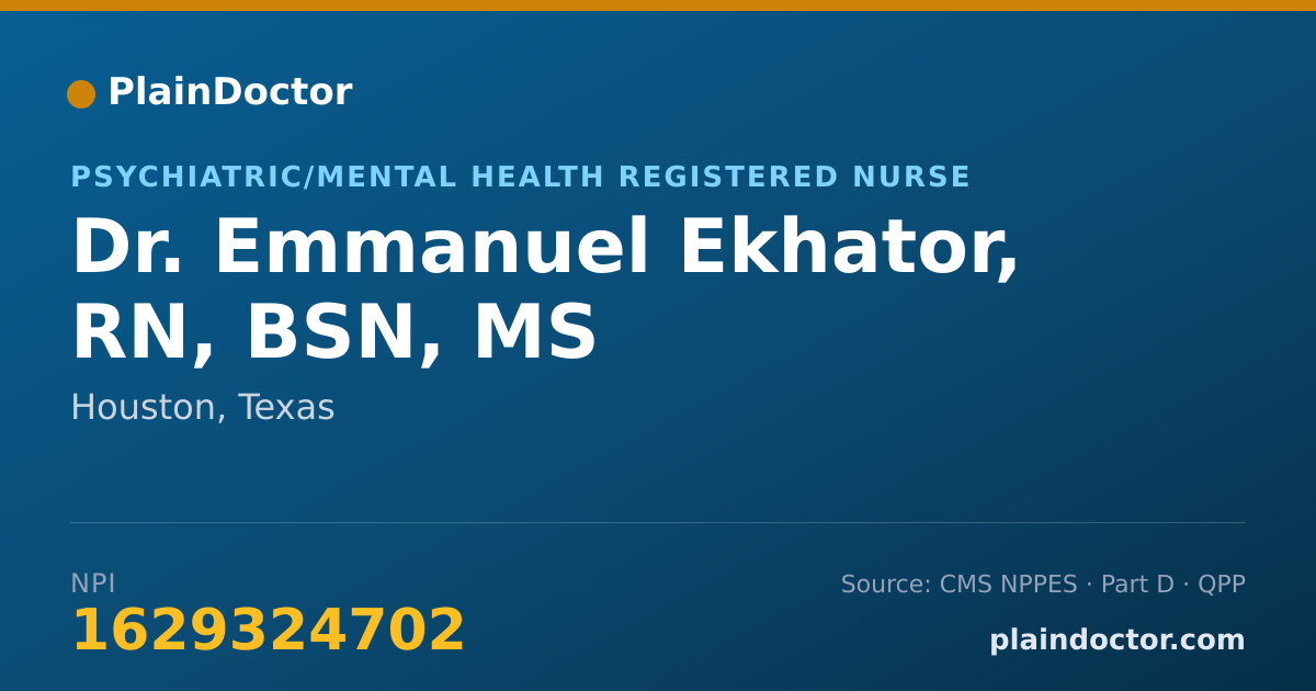 Shareable card for Emmanuel Ekhator, RN, BSN, MS - Psychiatric/Mental Health Registered Nurse, Houston, TX