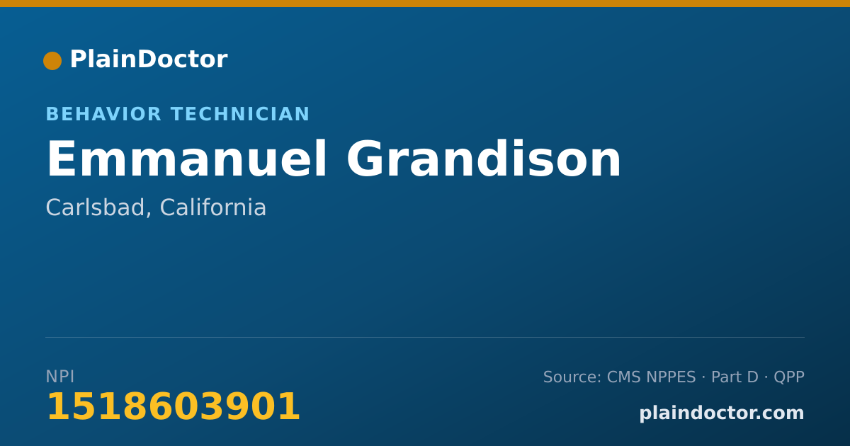 Shareable card for Emmanuel Grandison - Behavior Technician, Carlsbad, CA