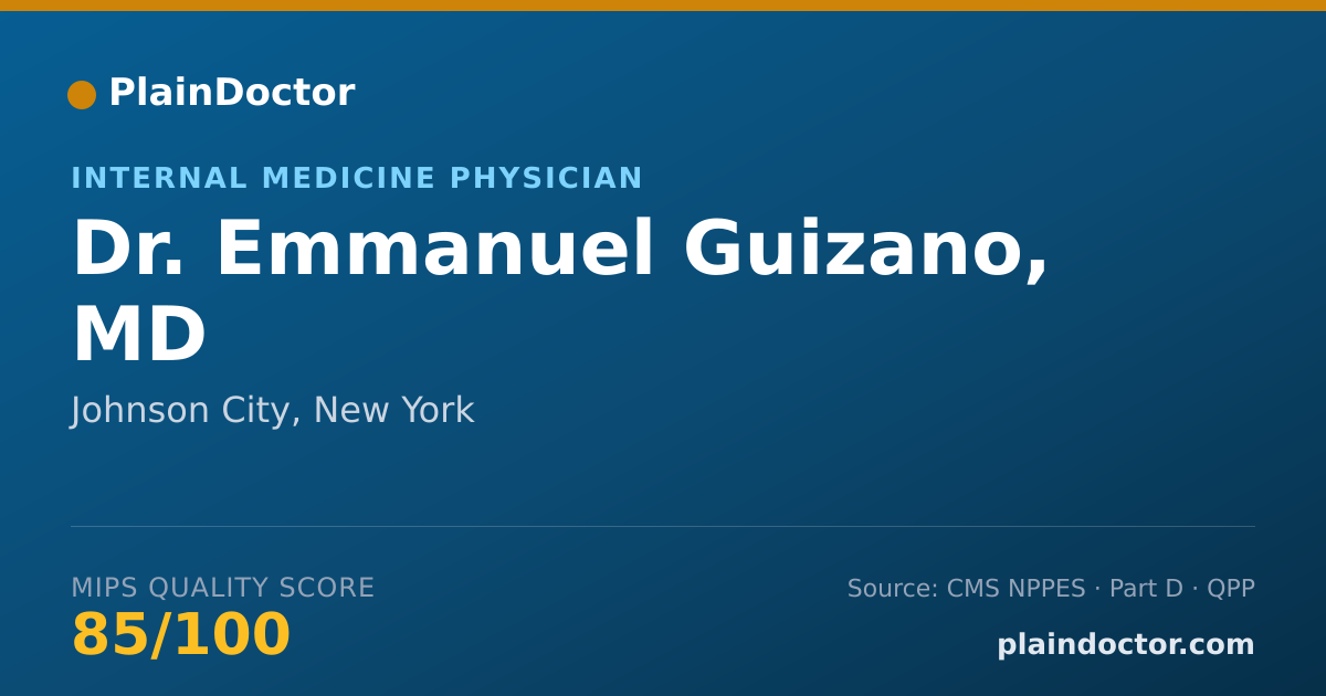 Shareable card for Emmanuel Guizano, MD - Internal Medicine Physician, Johnson City, NY