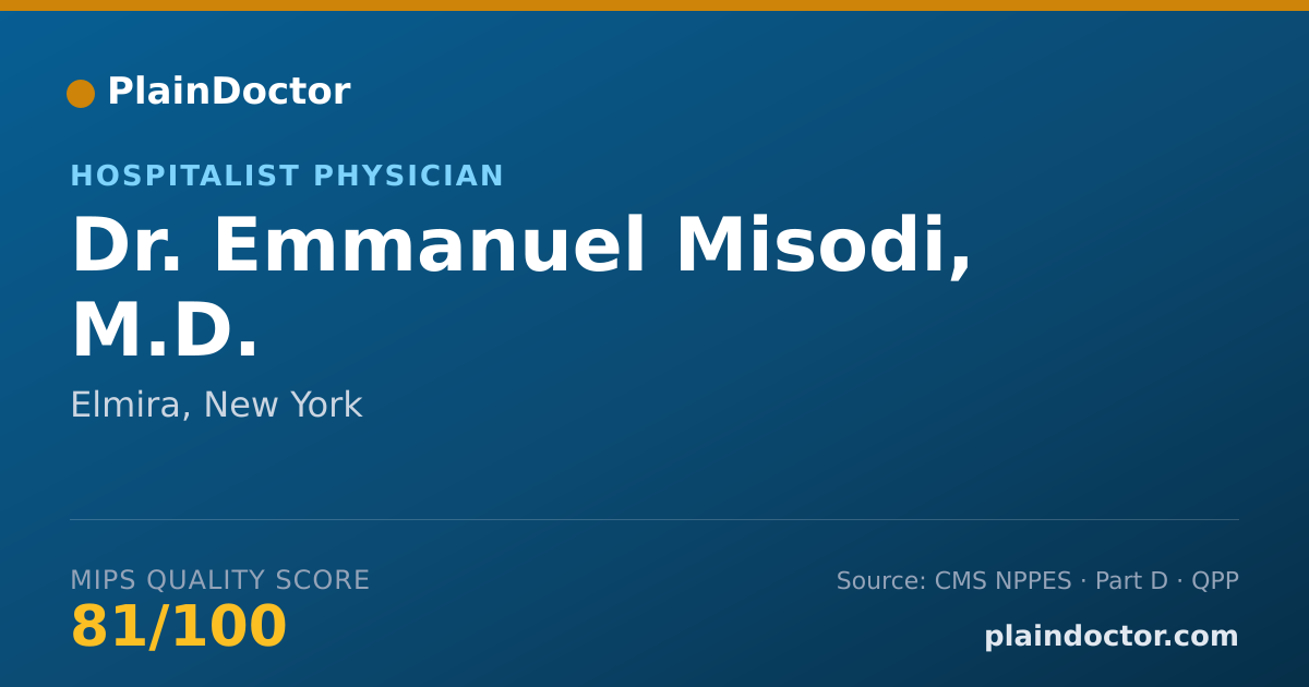 Shareable card for Emmanuel Misodi, M.D. - Hospitalist Physician, Elmira, NY