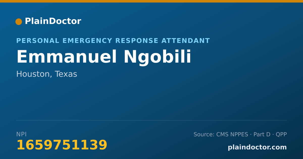 Shareable card for Emmanuel Ngobili - Personal Emergency Response Attendant, Houston, TX