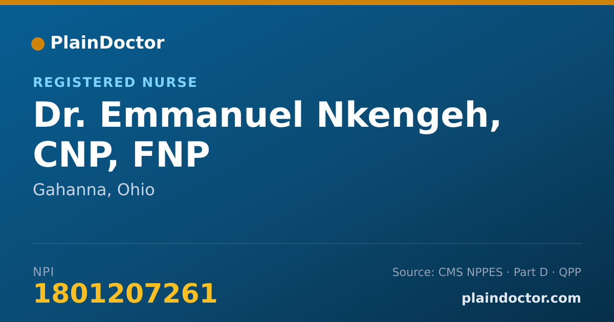 Shareable card for Emmanuel Nkengeh, CNP, FNP - Registered Nurse, Gahanna, OH