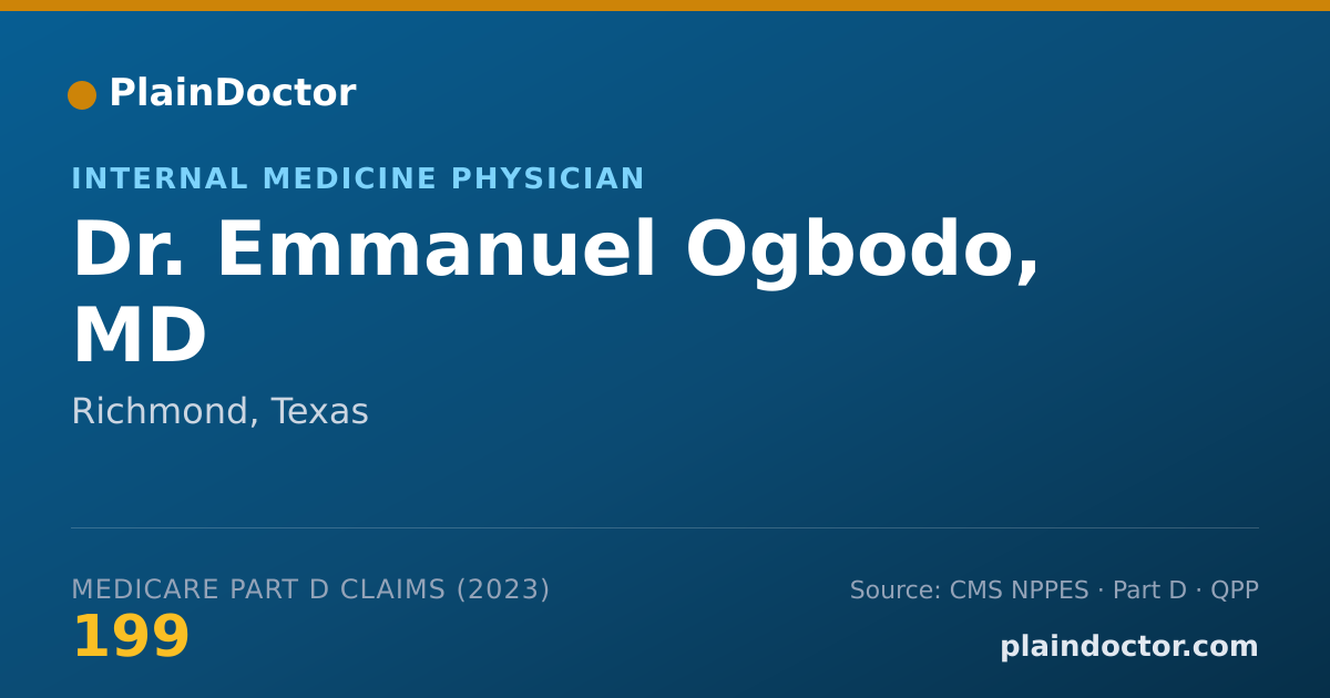 Shareable card for Emmanuel Ogbodo, MD - Internal Medicine Physician, Richmond, TX