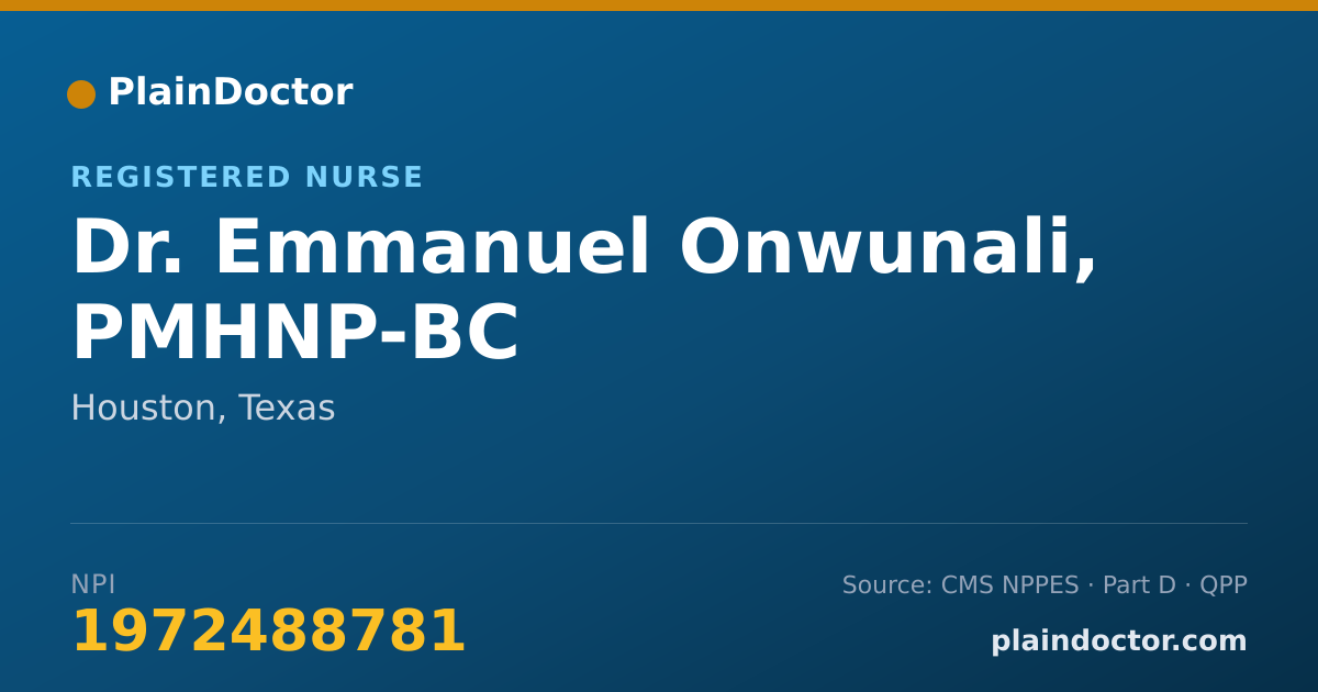 Shareable card for Emmanuel Onwunali, PMHNP-BC - Registered Nurse, Houston, TX