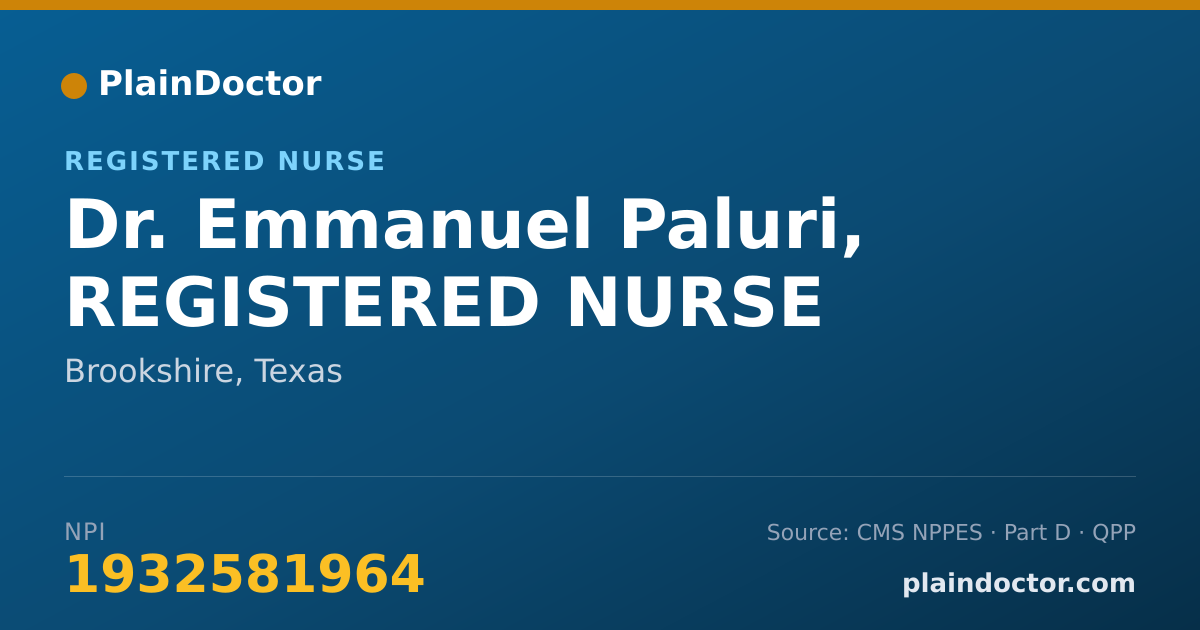 Shareable card for Emmanuel Paluri, REGISTERED NURSE - Registered Nurse, Brookshire, TX