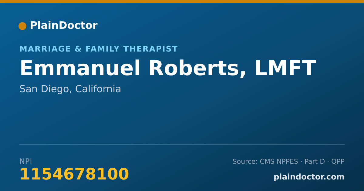 Shareable card for Emmanuel Roberts, LMFT - Marriage & Family Therapist, San Diego, CA