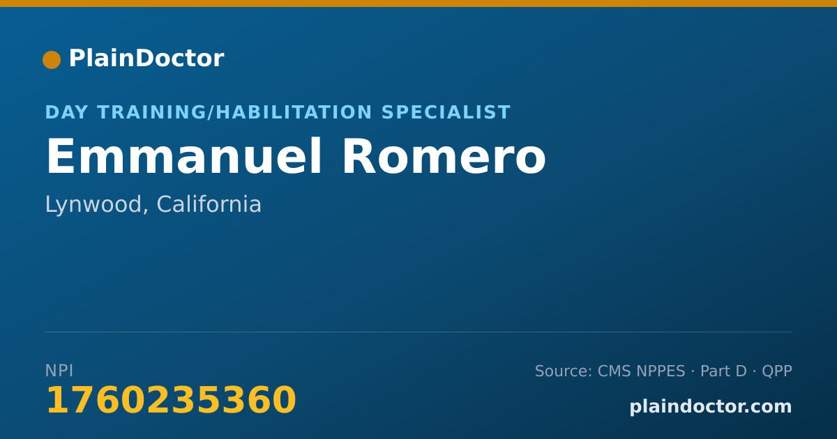 Shareable card for Emmanuel Romero - Day Training/Habilitation Specialist, Lynwood, CA