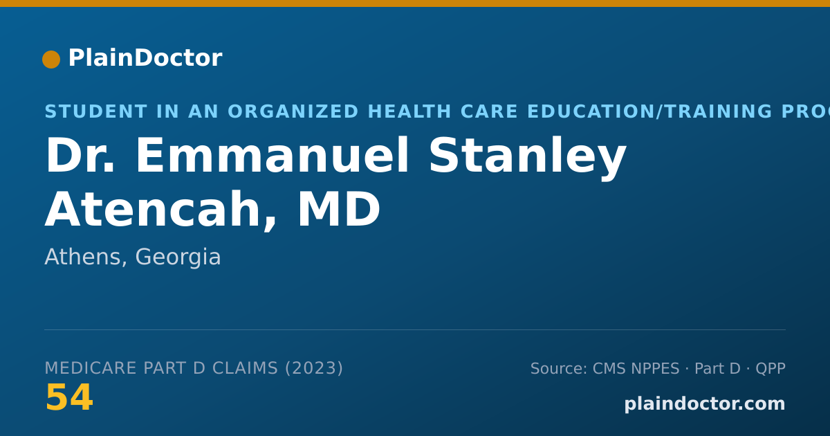 Shareable card for Emmanuel Stanley Atencah, MD - Student in an Organized Health Care Education/Training Program, Athens, GA