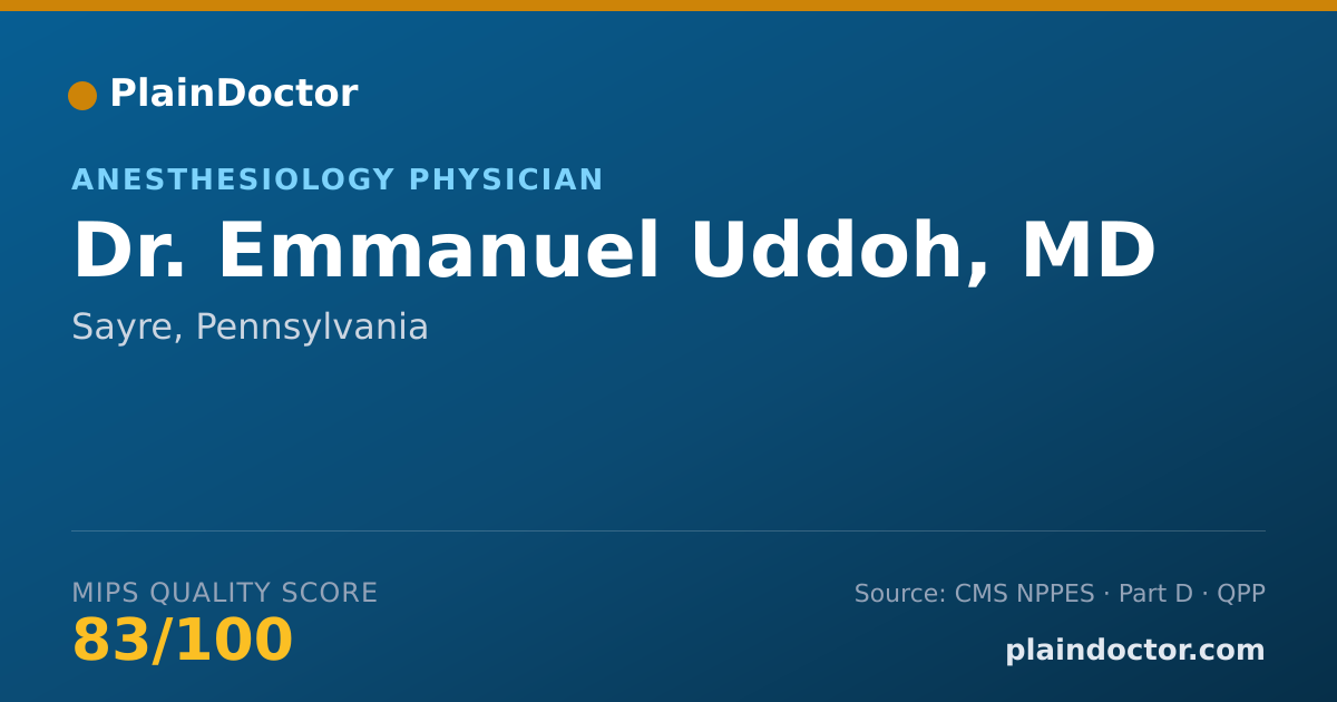 Shareable card for Emmanuel Uddoh, MD - Anesthesiology Physician, Sayre, PA