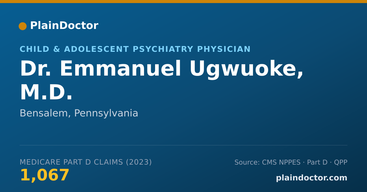 Shareable card for Emmanuel Ugwuoke, M.D. - Child & Adolescent Psychiatry Physician, Bensalem, PA