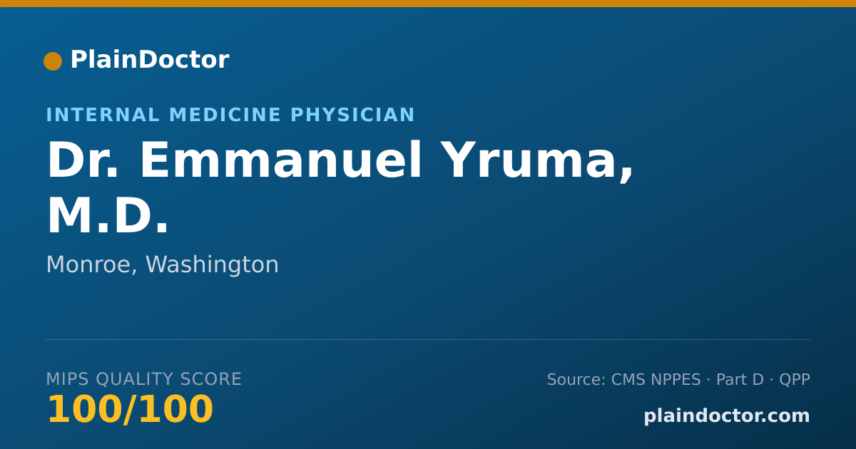 Shareable card for Emmanuel Yruma, M.D. - Internal Medicine Physician, Monroe, WA