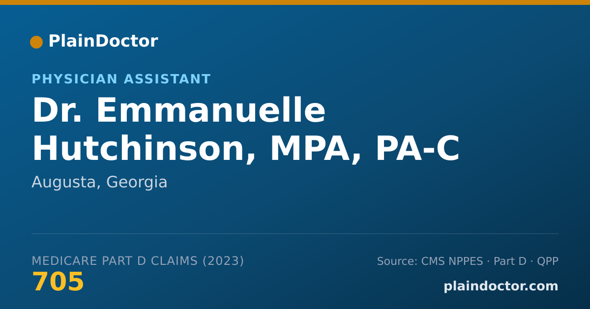 Shareable card for Emmanuelle Hutchinson, MPA, PA-C - Physician Assistant, Augusta, GA