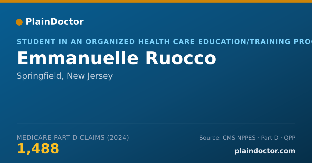 Shareable card for Emmanuelle Ruocco - Student in an Organized Health Care Education/Training Program, Springfield, NJ