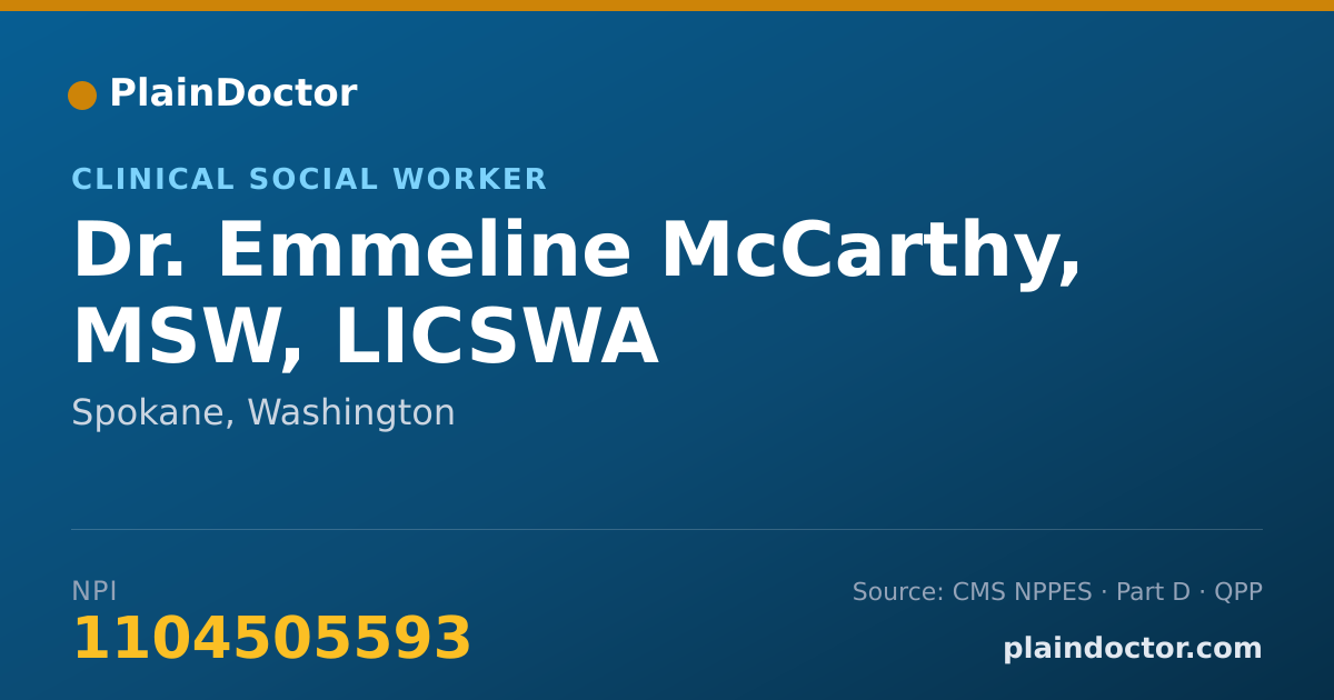 Shareable card for Emmeline McCarthy, MSW, LICSWA - Clinical Social Worker, Spokane, WA