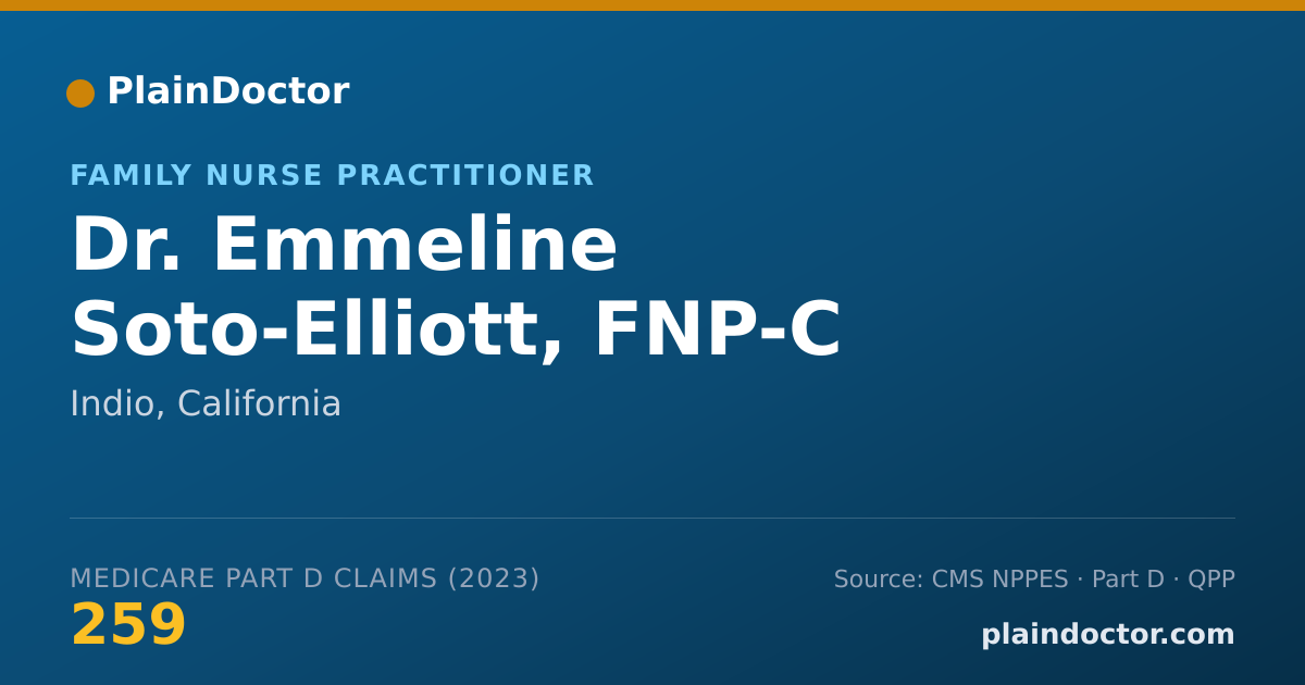 Shareable card for Emmeline Soto-Elliott, FNP-C - Family Nurse Practitioner, Indio, CA