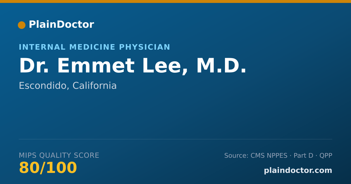 Shareable card for Emmet Lee, M.D. - Internal Medicine Physician, Escondido, CA