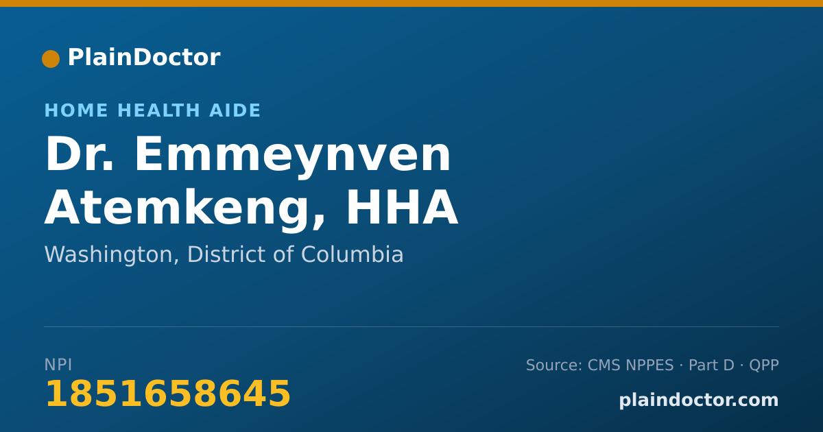 Shareable card for Emmeynven Atemkeng, HHA - Home Health Aide, Washington, DC