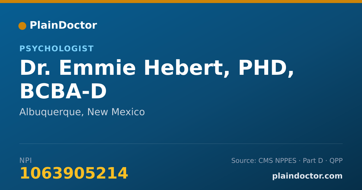 Shareable card for Emmie Hebert, PHD, BCBA-D - Psychologist, Albuquerque, NM