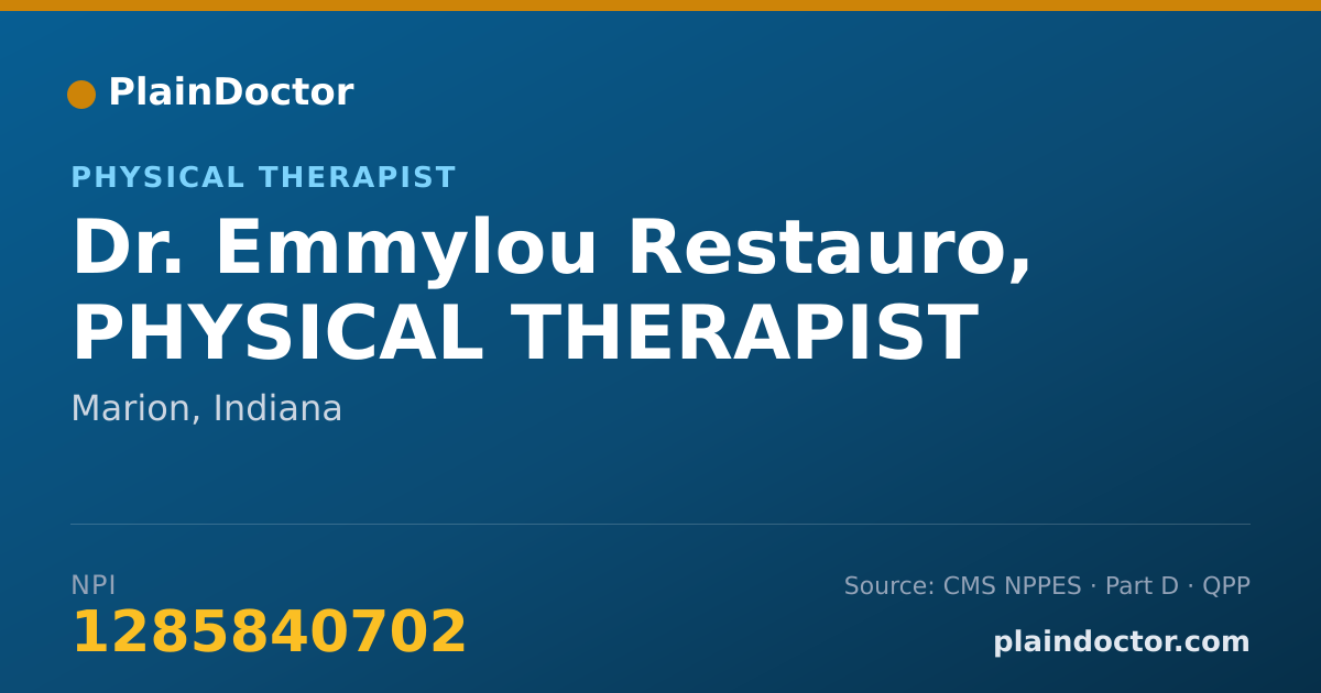 Shareable card for Emmylou Restauro, PHYSICAL THERAPIST - Physical Therapist, Marion, IN