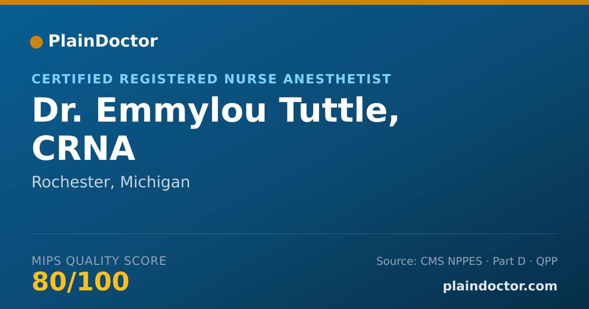 Shareable card for Emmylou Tuttle, CRNA - Certified Registered Nurse Anesthetist, Rochester, MI
