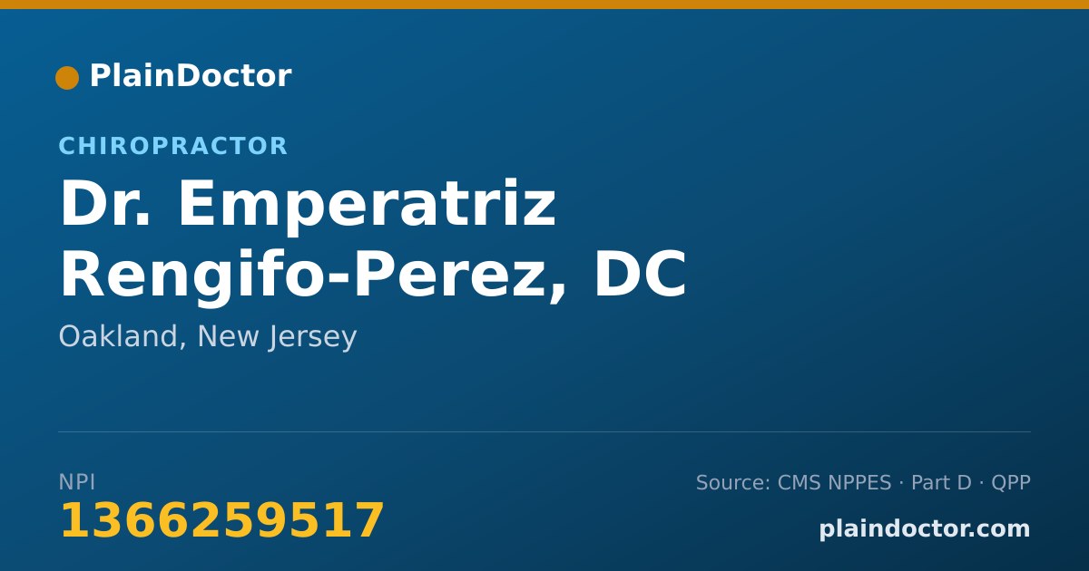 Shareable card for Emperatriz Rengifo-Perez, DC - Chiropractor, Oakland, NJ