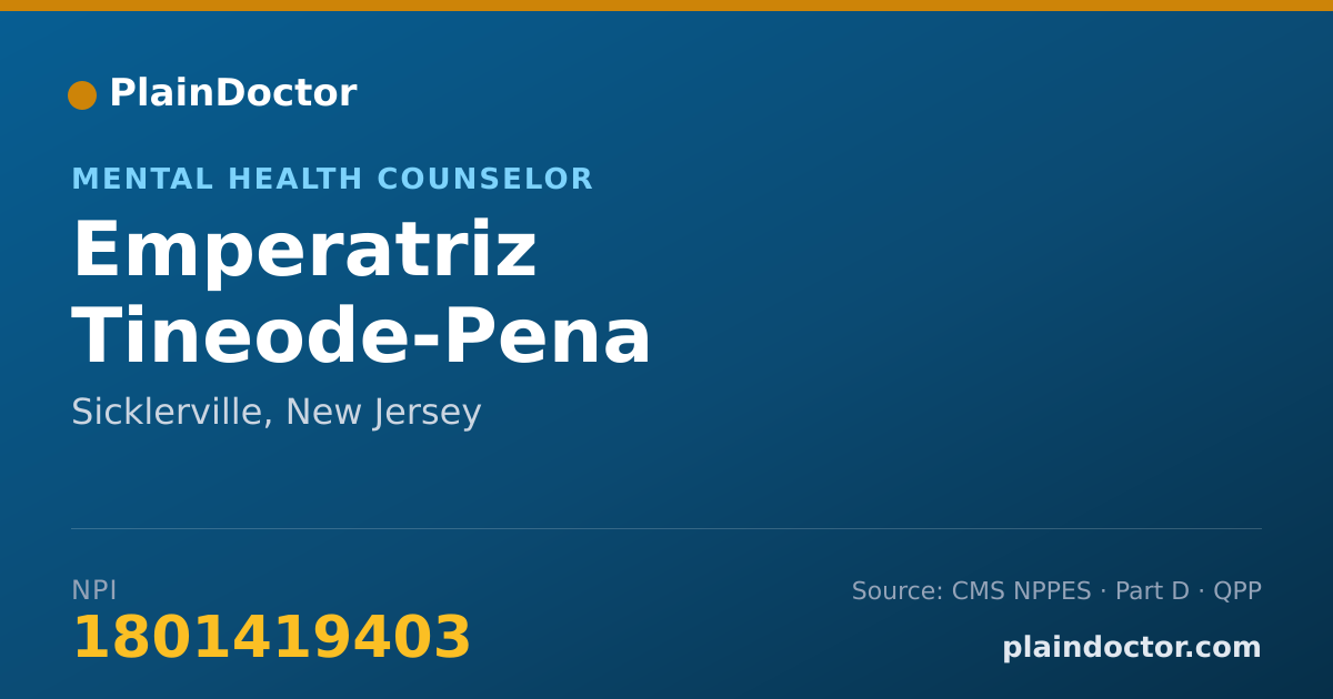 Shareable card for Emperatriz Tineode-Pena - Mental Health Counselor, Sicklerville, NJ