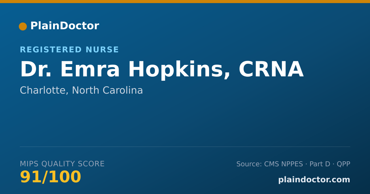 Shareable card for Emra Hopkins, CRNA - Registered Nurse, Charlotte, NC