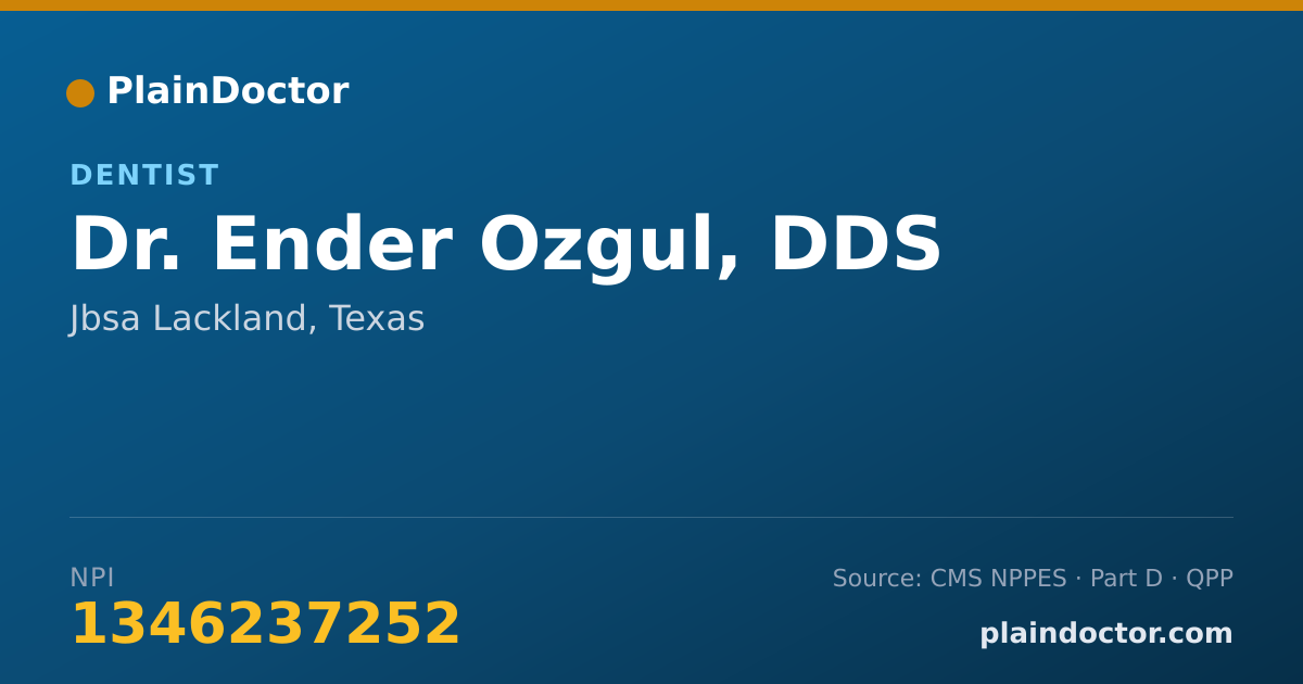 Shareable card for Ender Ozgul, DDS - Dentist, Jbsa Lackland, TX