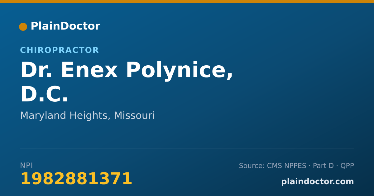 Shareable card for Enex Polynice, D.C. - Chiropractor, Maryland Heights, MO