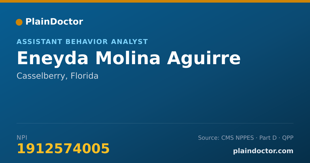 Shareable card for Eneyda Molina Aguirre - Assistant Behavior Analyst, Casselberry, FL