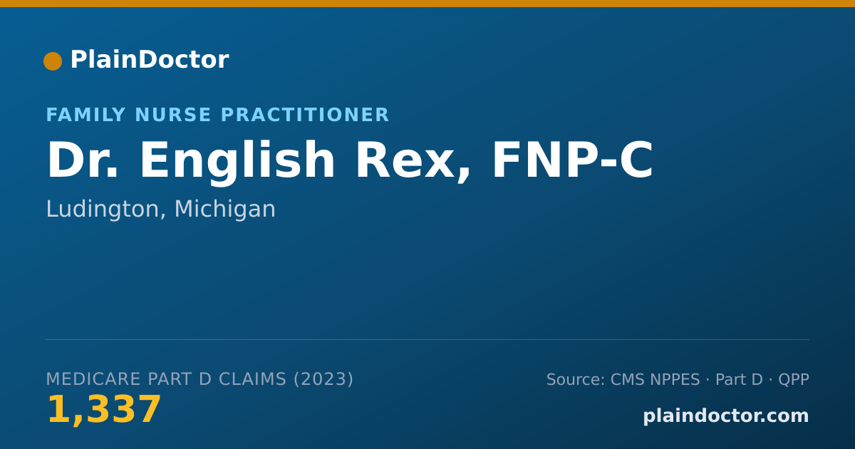 Shareable card for English Rex, FNP-C - Family Nurse Practitioner, Ludington, MI