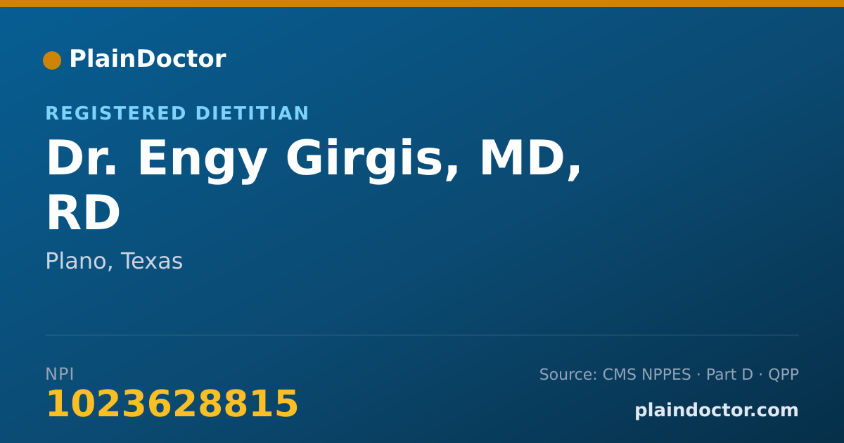 Shareable card for Engy Girgis, MD, RD - Registered Dietitian, Plano, TX