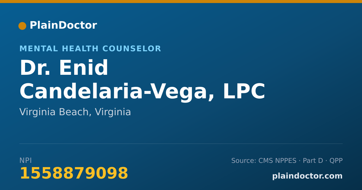 Shareable card for Enid Candelaria-Vega, LPC - Mental Health Counselor, Virginia Beach, VA
