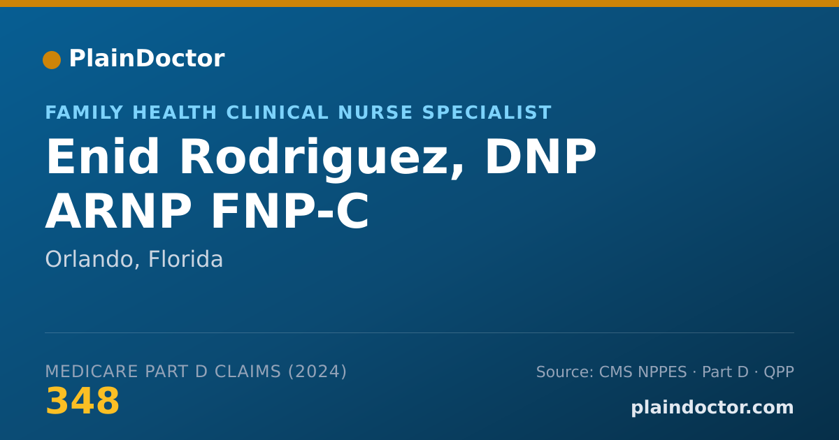 Shareable card for Enid Rodriguez, DNP ARNP FNP-C - Family Health Clinical Nurse Specialist, Orlando, FL