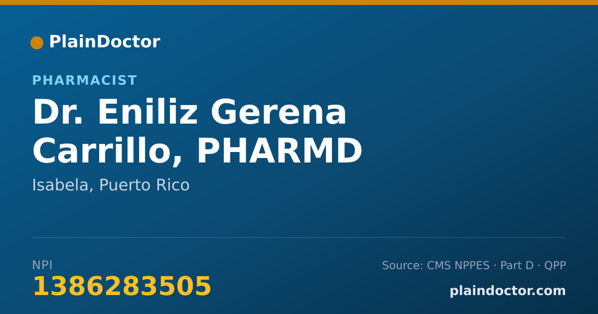 Shareable card for Eniliz Gerena Carrillo, PHARMD - Pharmacist, Isabela, PR