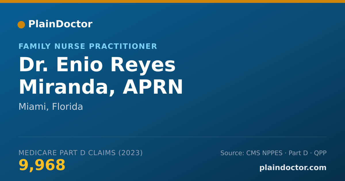 Shareable card for Enio Reyes Miranda, APRN - Family Nurse Practitioner, Miami, FL