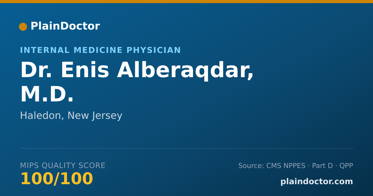 Shareable card for Enis Alberaqdar, M.D. - Internal Medicine Physician, Haledon, NJ