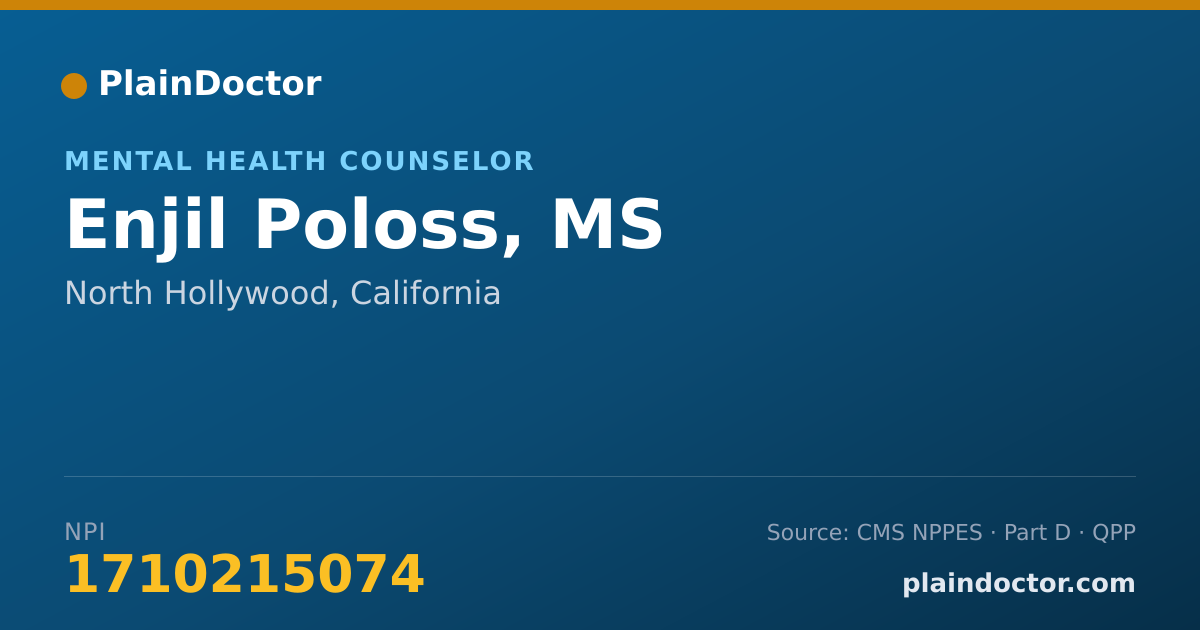 Shareable card for Enjil Poloss, MS - Mental Health Counselor, North Hollywood, CA