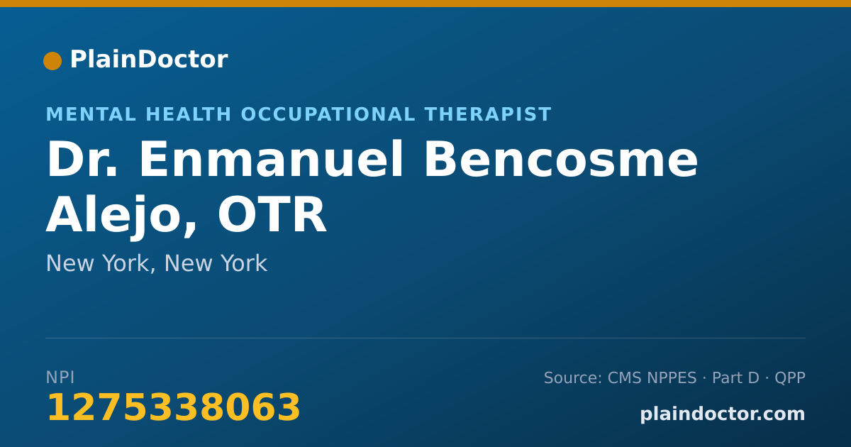 Shareable card for Enmanuel Bencosme Alejo, OTR - Mental Health Occupational Therapist, New York, NY