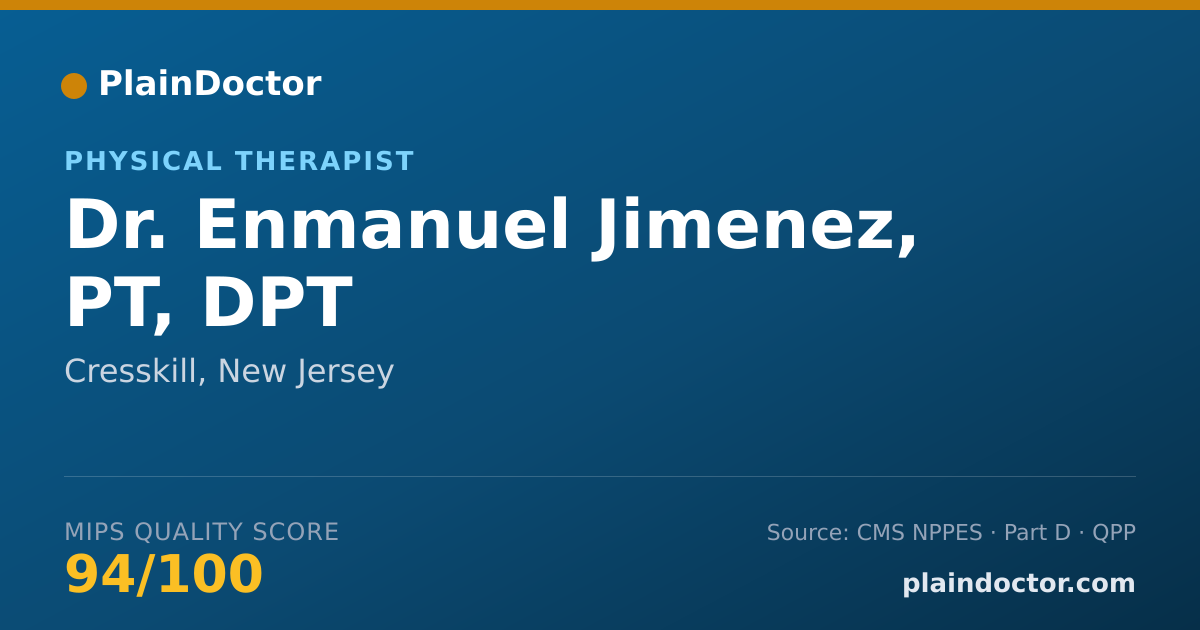 Shareable card for Enmanuel Jimenez, PT, DPT - Physical Therapist, Cresskill, NJ