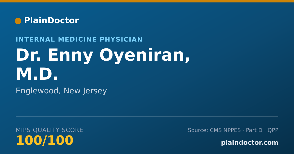 Shareable card for Enny Oyeniran, M.D. - Internal Medicine Physician, Englewood, NJ