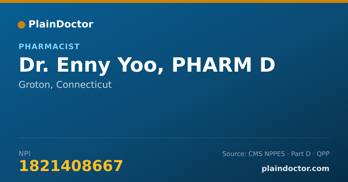 Shareable card for Enny Yoo, PHARM D - Pharmacist, Groton, CT