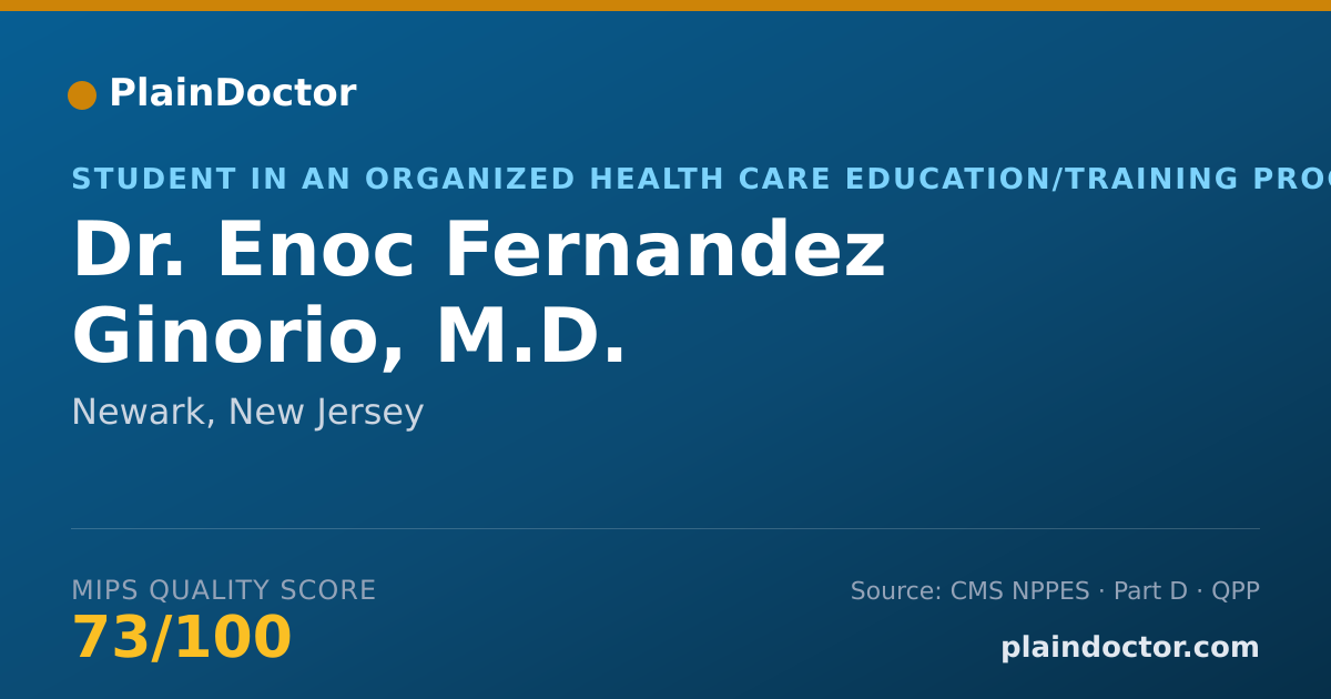 Shareable card for Enoc Fernandez Ginorio, M.D. - Student in an Organized Health Care Education/Training Program, Newark, NJ