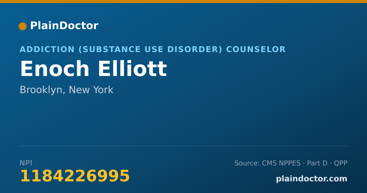 Shareable card for Enoch Elliott - Addiction (Substance Use Disorder) Counselor, Brooklyn, NY
