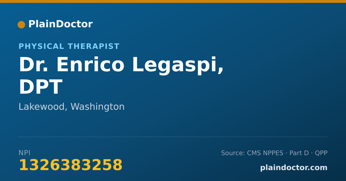 Shareable card for Enrico Legaspi, DPT - Physical Therapist, Lakewood, WA