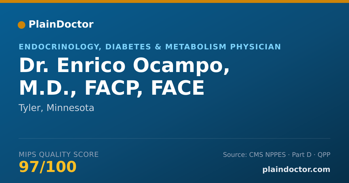 Shareable card for Enrico Ocampo, M.D., FACP, FACE - Endocrinology, Diabetes & Metabolism Physician, Tyler, MN