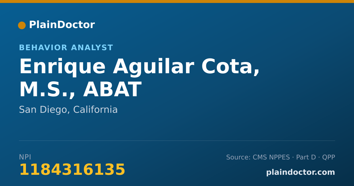 Shareable card for Enrique Aguilar Cota, M.S., ABAT - Behavior Analyst, San Diego, CA