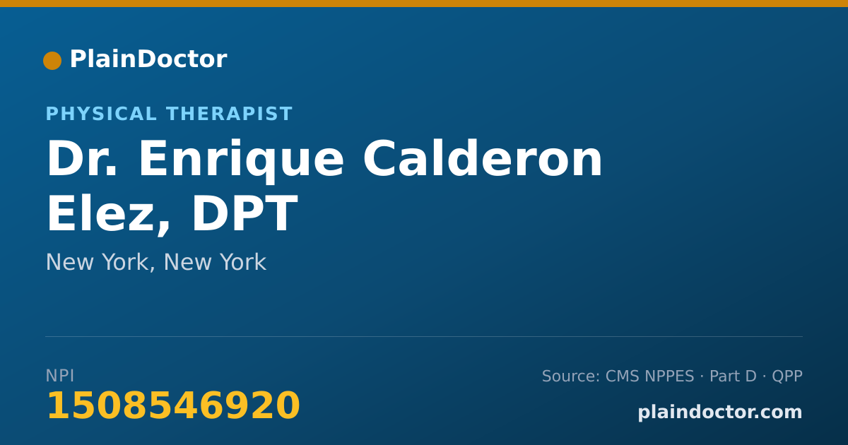 Shareable card for Enrique Calderon Elez, DPT - Physical Therapist, New York, NY