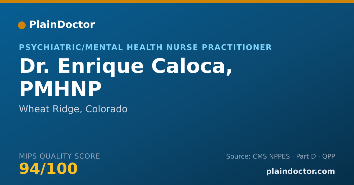 Shareable card for Enrique Caloca, PMHNP - Psychiatric/Mental Health Nurse Practitioner, Wheat Ridge, CO