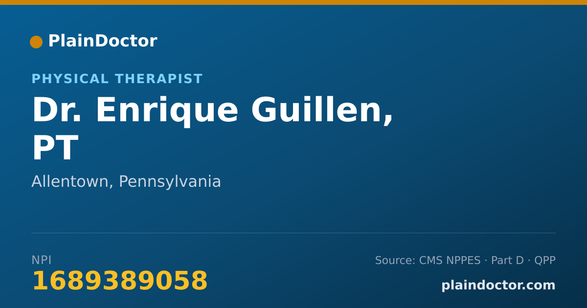 Shareable card for Enrique Guillen, PT - Physical Therapist, Allentown, PA